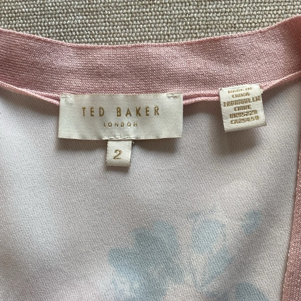 Ted Baker London Elowsi Open Front Pink Floral Back Cardigan Size S - Picture 5 of 9